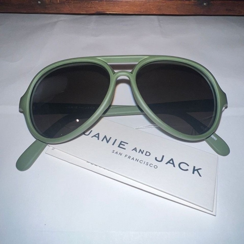 Janie and Jack Sunglasses Toddler 2-4 Years Green Aviator Matte Double Bridge